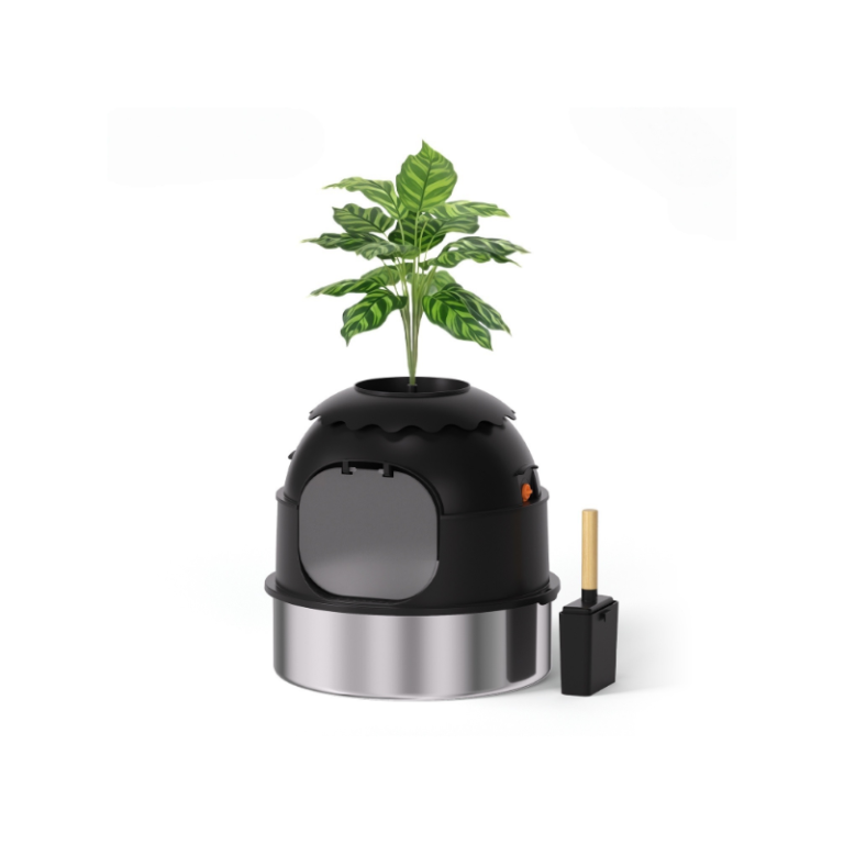 Plant Top Stainless Steel Cat Litter Box | Hidden Enclosed Design for Home Decor
