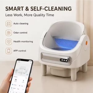 Open-Top Smart Cat Litter Box Automatic Self Cleaning Low Entry Anti-Pinch Odor Control Cat Toilet for Large Multi-Cat Families