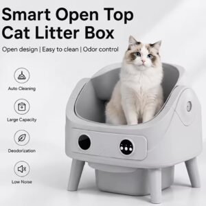 Sleek Matte Black Smart Cat Litter Box Automatic Self-Cleaning Litter Box with Safety Sensor for Large Cats