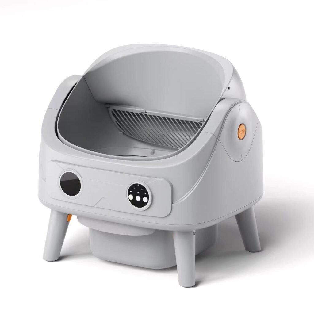 Sleek Matte Black Smart Cat Litter Box Automatic Self-Cleaning Litter Box with Safety Sensor for Large Cats