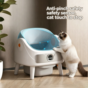 OEM Stylish Smart 74L Open Steel Automatic Self-Cleaning Cat Litter Box 11KG Waterproof with Sand